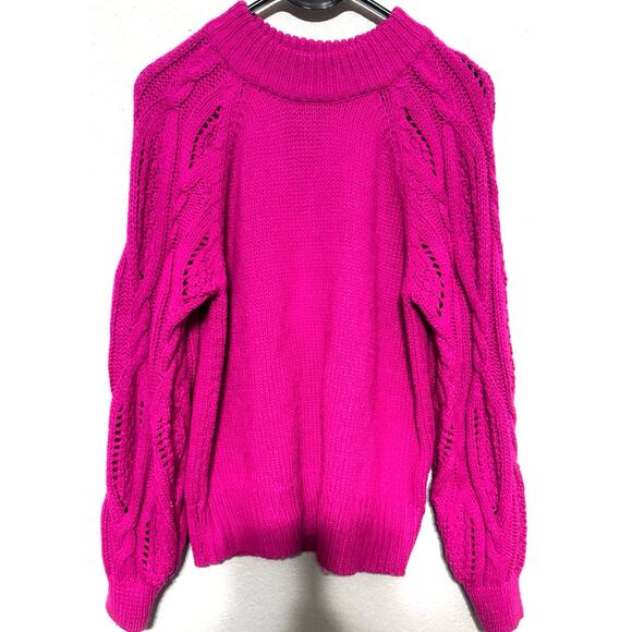 Who What Wear Magenta Pink Knit Sweater Women’s Medium Chunky Long Sleeves Cozy - Picture 2 of 6